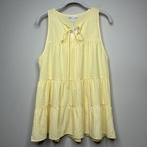 NWT TopShop Yellow Sleeveless Shirt Size 6 Tie Tiered